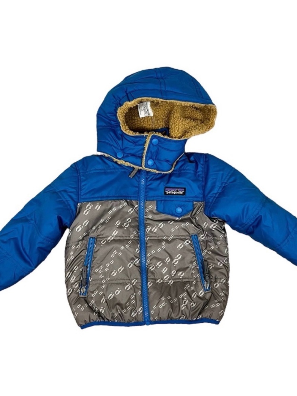 Patagonia Kids Blue and Gray Hooded Puffer Jacket and Pants